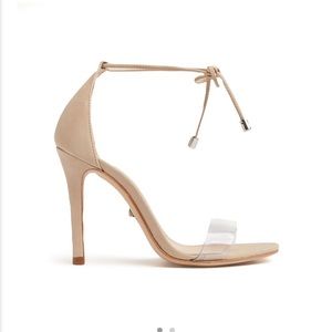 Schutz nude with vinyl strap Josseanna heel